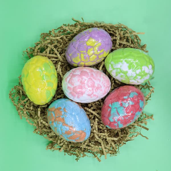 6 stk. dinosaur-egg badebomber – overraskende boblebadball, brusende spa-badebombelekesett for barn