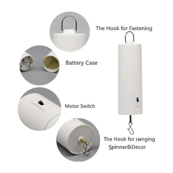 2 stycken hängande display mini roterande vindspelsmotor, mini DC-motor, 4,5x18,5 vit, batterifri}F2{ White