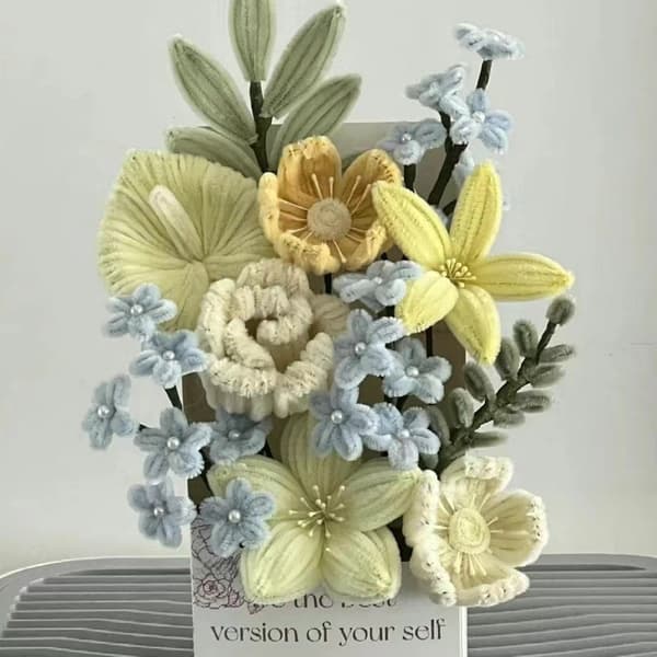 DIY Blomsterbukett Kit – Piprensare Hantverksset med Presentförpackning Handgjort Konstkit*Persikoblomma* Peach Blossom