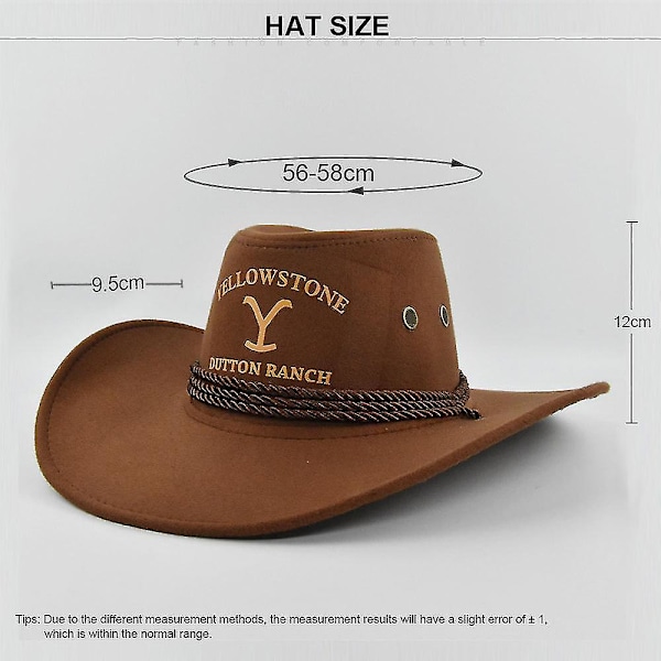 Europæisk og amerikansk Yellowstone cowboyhat med buet skygge Retro jazzhat Yellowstone cowboyhat Ridderhat