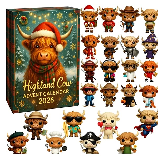 3D Highland Ku Adventskalender 2025 24-dagers nedtelling til jul med mini kufigurer Samleobjekt Gårdsdyrdekor til hjemmet Set-B