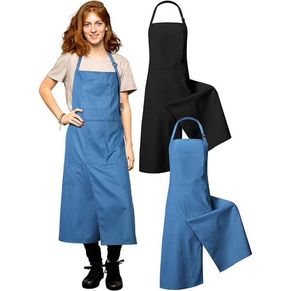 Lerretforkle med kryssrygg og delt bendesign – Justerbart arbeidsantrekk for keramikk, maling og restaurantbruk Black blue 2 pcs