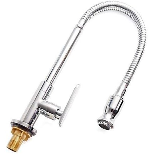 Single Lever Flexible Pull Out Kitchen Water Tap Sink Faucet Single-Tube Cold Water Basin Taps Vanity Vessel Faucets Deck Mount Chrome Finish