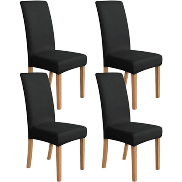 4-pack stolsöverdrag, stretch stolsöverdrag, pallöverdrag, matstolsöverdrag, svarta universella stretch stolsöverdrag