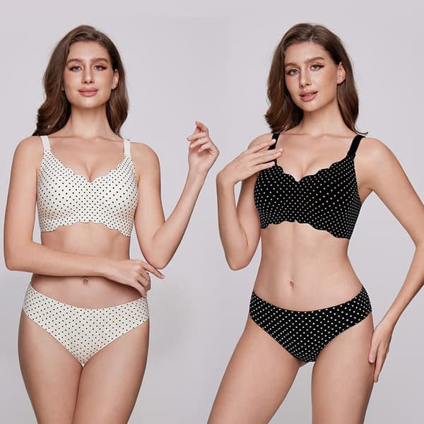 Sömlös Trådlös BH för Kvinnor, Prickig Push Up Bralette, Bekväma Vardagsunderkläder*M*Svart Silvertråd Black Silver Thread M
