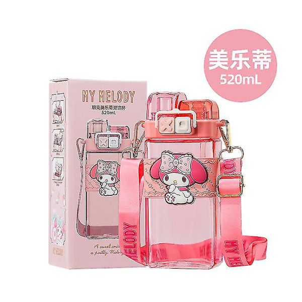 Uudet Kawaii Sanrio -vesipullot Söpöt Anime Cinnamoroll Kuromi Sarjakuva Kannettava Muki 520ml Pullo Lahja Lapsille Pojat Tytöt Lahja melody{EE} melody 520ml