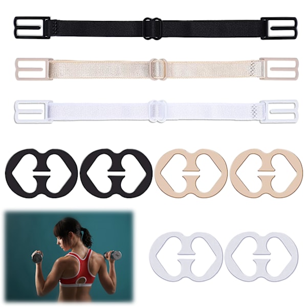 9 stk. bh-clips, inkluderer 3 stk. bh-holdere og 6 stk. bh-clips, justerbare bh-holdere, blødt og behageligt elastisk materiale, der passer {f2}