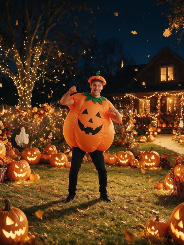 Halloween gresskar kostymefest oppblåsbare klær for voksne menn og kvinner En storlek Orange