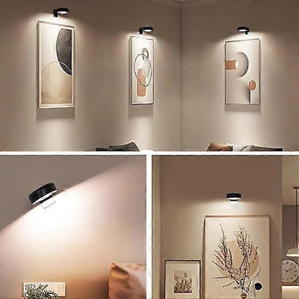 Väggmonterad trådlös bildlampa med fjärrkontroll, dimbar, batteridriven, justerbar 13-färgs RGB-målningslampa - Perfekt vit [f2] white 3pcs