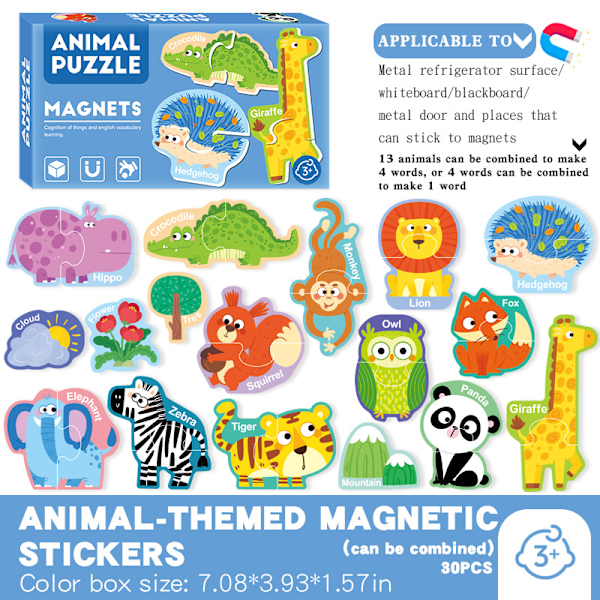 Magnetisk puslespill for barn 3~6 år, baby multi-tema bokstaver, dyr, tall, kognisjon, tidlig læring, opplysningspuslespill 4