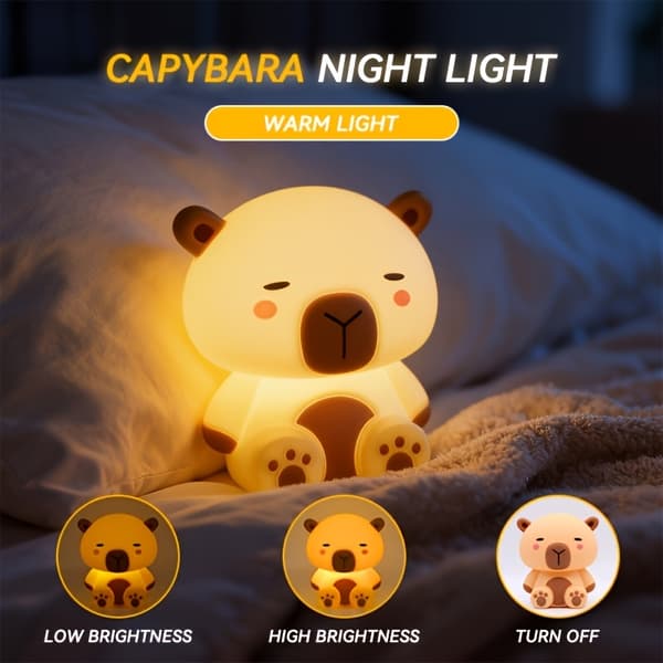 Söt Nattlampa med Kapybara – Touchkontrollampa med 30-minuters Timer – Hemmabruk Capybara Warm Light