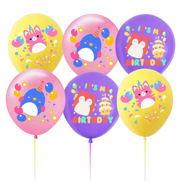 Squishmallows Tema Födelsedagsfest Dekoration Plyschleksaker Dragflagga Tårtdekoration Ballongset