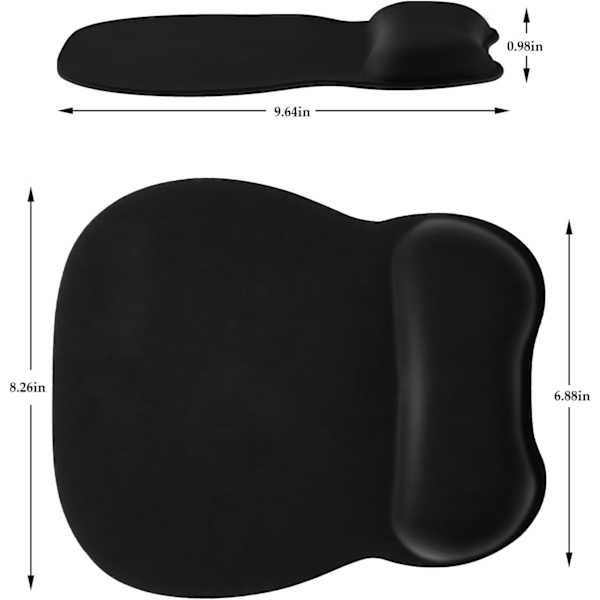 Ergonomisk gaming-musemåtte - med håndledsstøtte i memoryskum - Ergonomisk musemåtte - Musemåtter - til computer og kontor - 2 mm musemåtte med skridsikker sil...