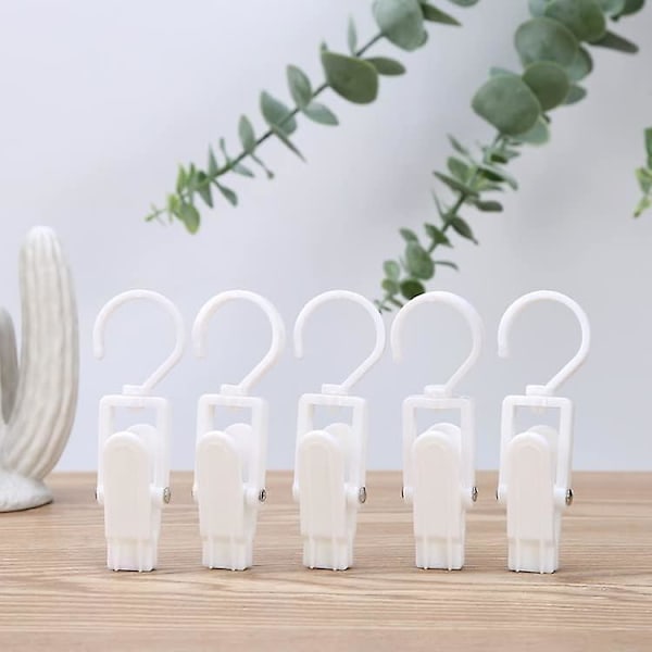 Superstark Familj Rese Roterande Hängande Plast Tvättkrok, Klädnypa, Hattklämma - 11 cm (vit) 10 st