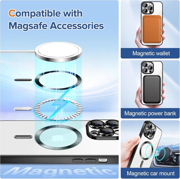 iPhone 15 PRO Cover – Metallisk Cover med Magnetisk Kompatibilitet, Slankt Design - Sølv silver