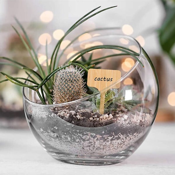 50 stk. 6x10cm Bambus Planteetiketter med Markeringspen Etiket til Køkkenhave Drivhus - Stil 2{EE}