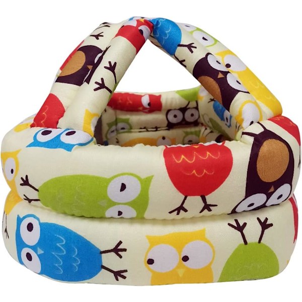 Babyhjelm Beskyttelse for spedbarnshode Beskyttende hatt for småbarn Bomull Justerbar sikkerhetshjelm for å lære å klatre og gå {F2} Owl Yellow