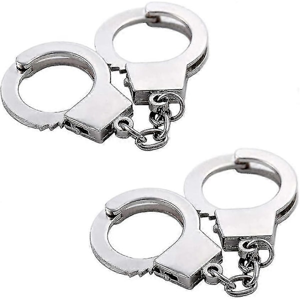2 stk. Mini Håndjern Metal Nøglering Nøglevedhæng - WELLNGS