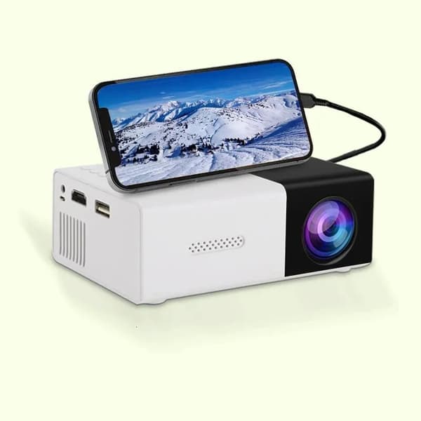 Hemprojektor, skärmspegling i sovrummet, väggprojektion, stöder 4K högupplöst miniportabel projektor, europeisk standard strömkabel