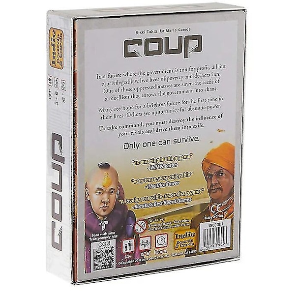 Indie Boards And Cards | Coup | Korttipeli | Ikä 14+ | 2-6 Pelaajaa | 15 Minuutin Peliaika WHITE