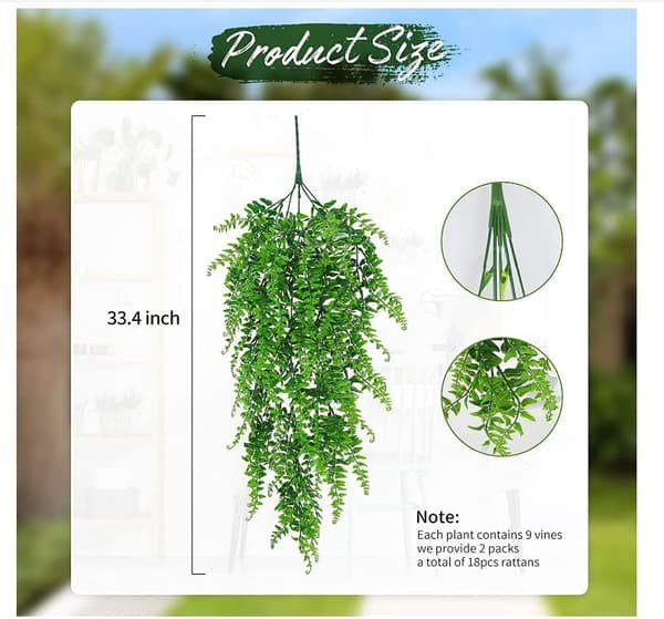 2 stk. kunstig Boston Bregne plante, kunstig plante (F2)