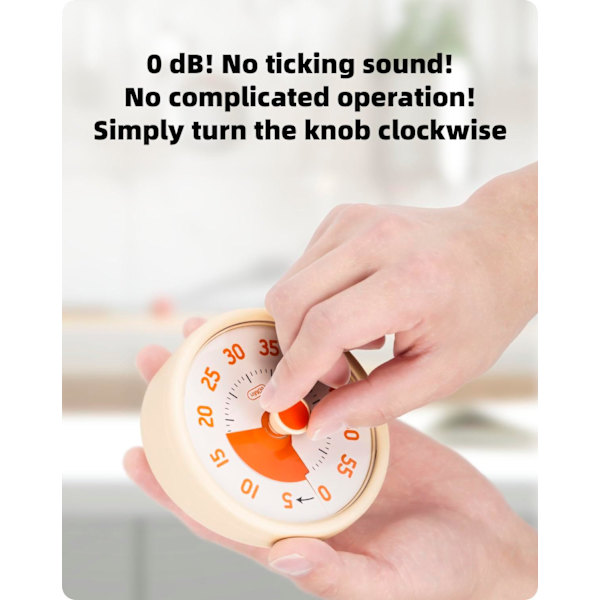 Timer-Time Timer - Visuell timer för barn - 60 minuters nedräkningstimer för klassrum-kontor kök - Pomodoro timer - Kökstimer - Tyst tid...