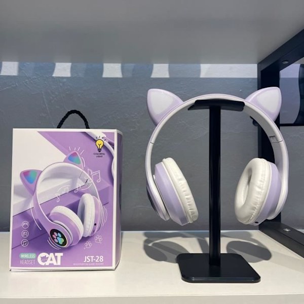 Bluetooth-kuulokkeet LED Ladattavat ja kokoontaitettavat langattomat pelikuulokkeet sisäänrakennetulla mikrofonilla, lahjoja lapsille, violetti{F2]