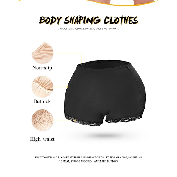 Vadderad rumplyftare Korrigerand undershirt Butt Enhancer Body Shaper Modelleringsrem Fake Hip Shapwear Undershirt Push Up Trosor Svart Black Black Black XXXL