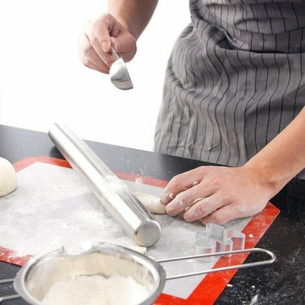 Kavelrulle, 33cm Icke-klibbig Rostfritt Stål Kavelrulle Robust och Slät Kavelrulle, för att Kavla ut Pizzaddeg, Muffins