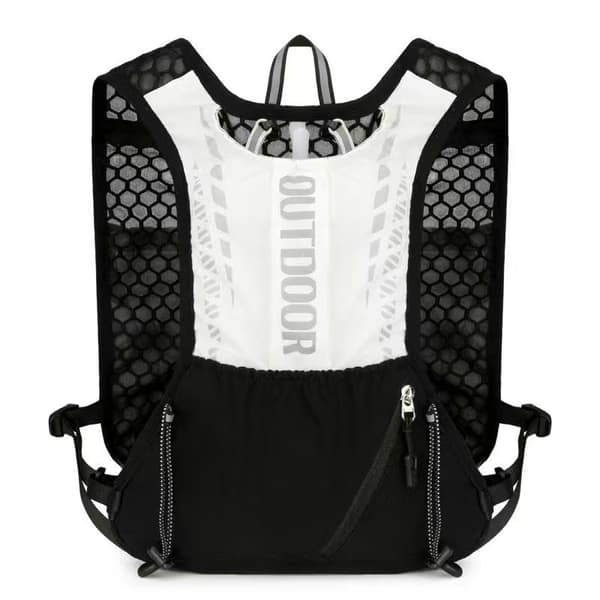 Unisex løpevest med refleksstriper og justerbar refleks-drikkepakke. New Model - [Black & White]
