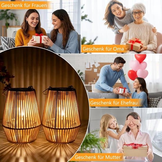 Käsinpunotut rottinkiset aurinkovalot ulkokäyttöön – IP65 vedenpitävä – ruskea
