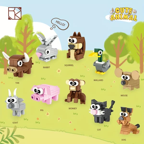 Dyre Byggeklodser Sæt – 20 stk. Zoo Dyre Samlelegetøj til Børn – Hjemmeudgave 20pcs/set