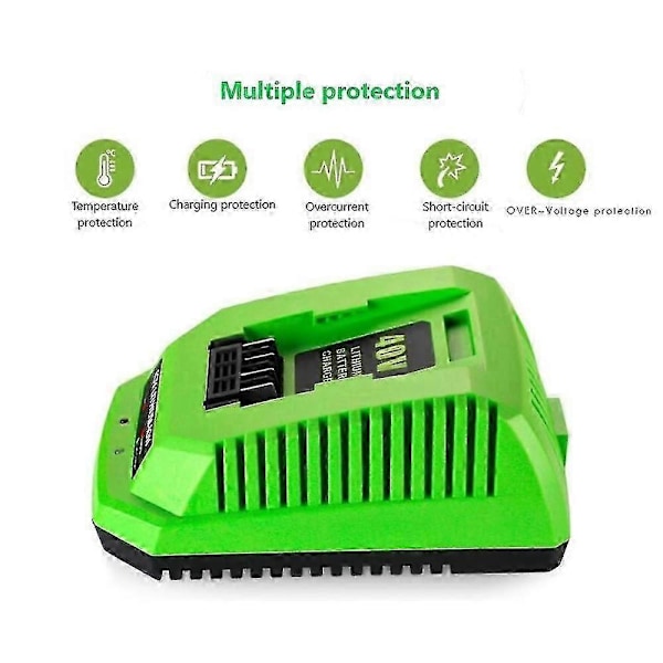 40V Litium Batterilader For Greenworks 29482 G-max 40V Li-ion Batteri 29472 29482 29652 G40825{F2]