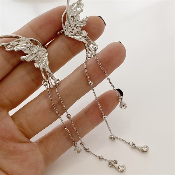 par englevinger ørering clip metal spirit frynser lang foldbar wi