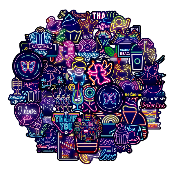 100 neon graffiti klistermærker[f2] F
