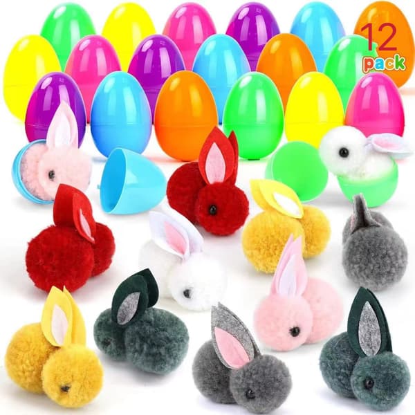Påskeoverraskelsesæg – Fyldbare påskeæg med legetøj til børnefest *12 kaniner* 12 rabbits