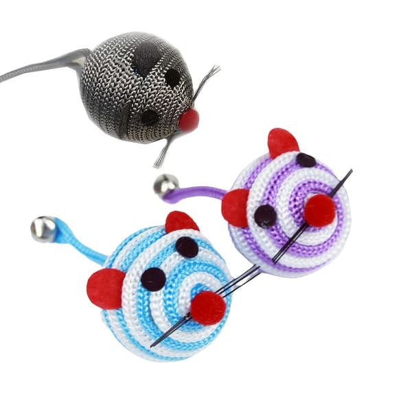 2 stk katteleke muse-teaser slitesterk bitebestandig kattungeleke 【Multicolor】