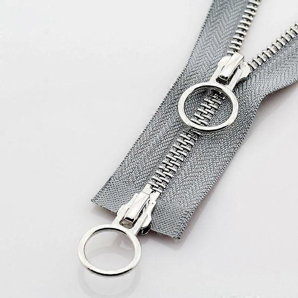 5# 70/90cm Metall Dragkedja Dubbel Slider Rund Ring Dragkedja För DIY Sömnad Kläder grå gray 70cm