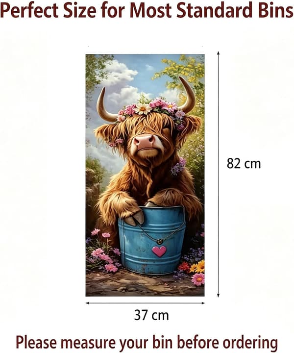 Høylandsfe Blomster Søppelkassesticker, Selvklebende Dekal for Søppeldunker og Resirkuleringsbeholdere 5pcs