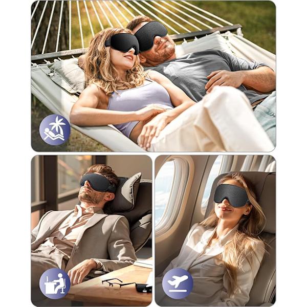 WAOAW Sovmask för Män Kvinnor: Mörkläggande Ögonmasker för Sömn - 3D Andningsbar Mjuk Bekväm Ögonmask för Resor - Justerbar