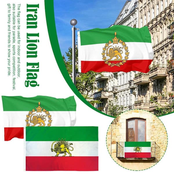 Persien Iran Lejon Ärm Flagga Persisk Iransk Flagga~Shah NY 3x5ft S4J3 One Size(f2)
