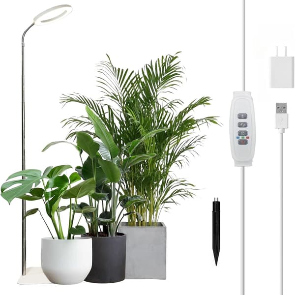 Angel Ring Base Golvlampa Växtlampa，Vit，6-tums 160mm 72 dioder