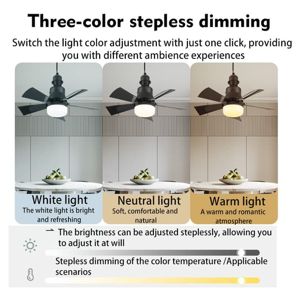 E27 Loftventilatorlampe, Stille 5-bladet Ventilatorlampe, Energibesparende Hjemmekølelampe 40W Sort