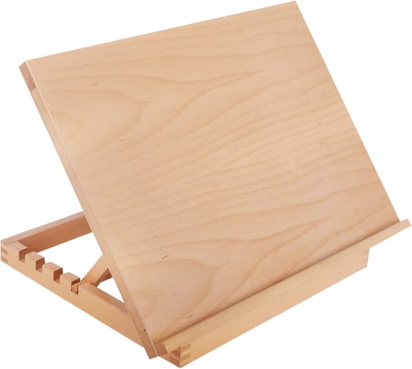 Vippbart tegnebrett og bærbart staffeli – Naturlig trefinish, 45 x 33,5 x 30 cm(f2)