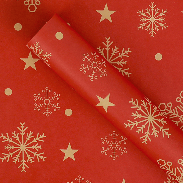 (70cm x 50m) Rulle presentpapper i kvalitets Kraftpapper Festive (f2)