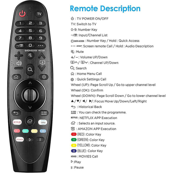 LG Magic Remote kompatibel med LG Oled Nanocell 4k Uhd-modeller