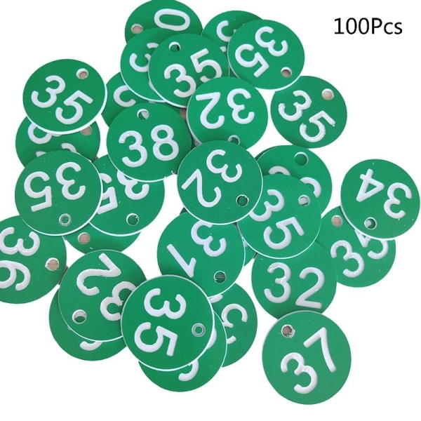 100 stk Plast ID-nummermerker 1-100 Graverte Nummer ID-merker Fargede Dører for Nøkkelring Merke Skap Etikett for Klær Live