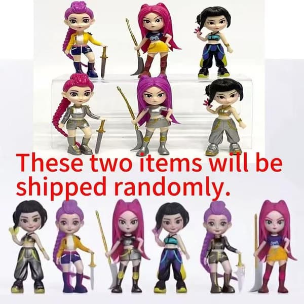 K-Pop Demon Hunters Chibi Figur Sæt | Søde Resin Dukker til Skrivebordet *Sæt med tre dele [med kort]*