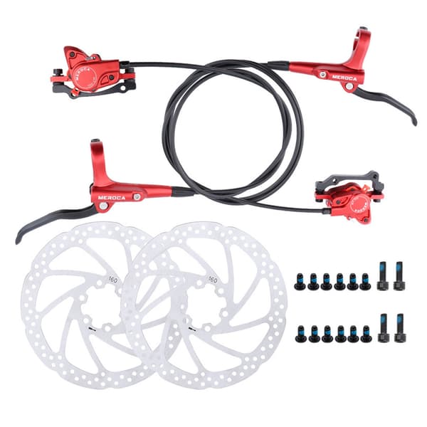 （Röd）MTB hydraulisk bromssats hydrauliska skivbromsar, cykelskiva (f2)