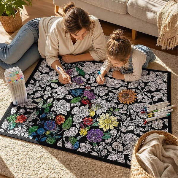 Koselig tegneteppe, DIY tegneteppe for voksne fargeleggingsteppe med tusjer B 1set